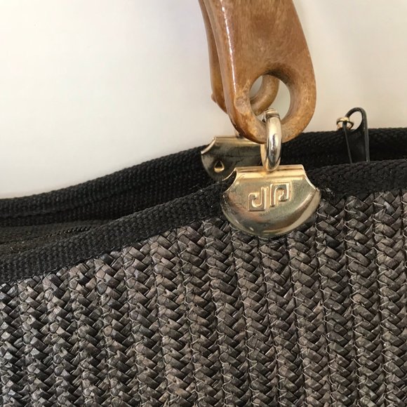 Pier Giorgio Black Rattan Woven Handbag - Picture 10 of 11